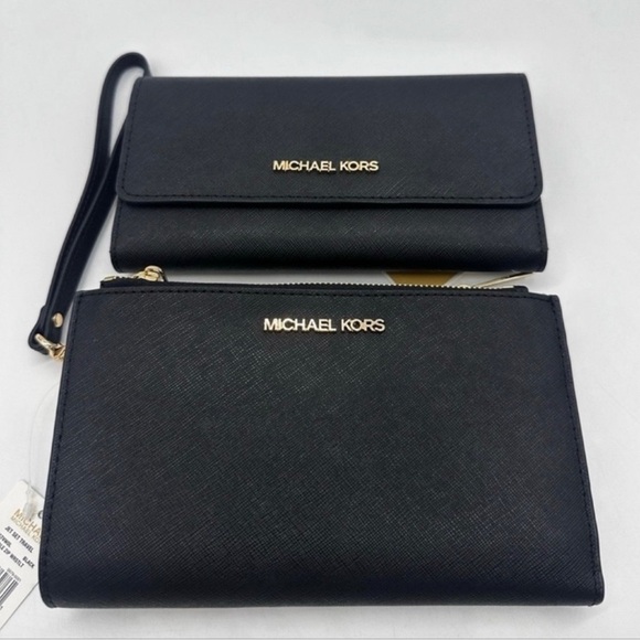 Michael Kors Large Double Zip Wallet Wristlet & Trifold Wallet black - Picture 3 of 16